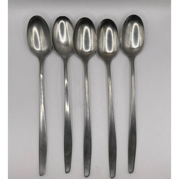 Set Of 5 Imperial Intl Stainless Steel Glossy iced tea Spoons flatware - Picture 3 of 4